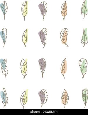 Colorful feathers, illustration, vector on a white background. Stock Vector