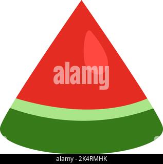 Triangle slice of watermelon, illustration, vector on a white background. Stock Vector