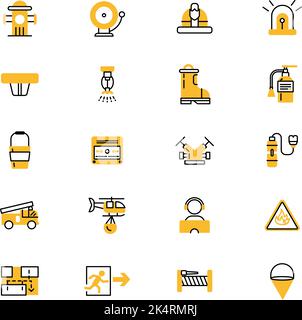 Firefighter protection, illustration, vector on a white background. Stock Vector