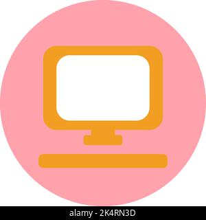 Yellow computer, illustration, vector on a white background. Stock Vector