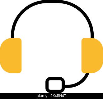 Yellow headphones, illustration, vector on a white background. Stock Vector