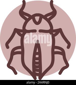 Brown beetle bug, illustration, vector on a white background. Stock Vector
