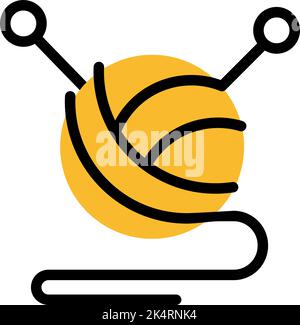 Yam with knitting needles, illustration, vector on a white background. Stock Vector