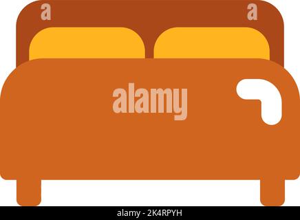 Comfortable double sized bed, illustration, vector on a white background. Stock Vector