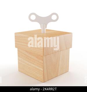 A wooden music box isolated on a white background. Stock Photo