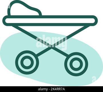 Medical bed with wheels, illustration, vector on a white background. Stock Vector