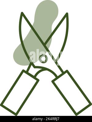 Old garden scissors, illustration, vector on a white background. Stock Vector