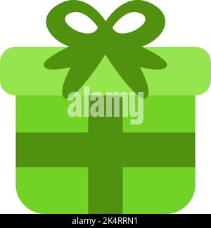Neon green present with bow, illustration, vector on a white background. Stock Vector