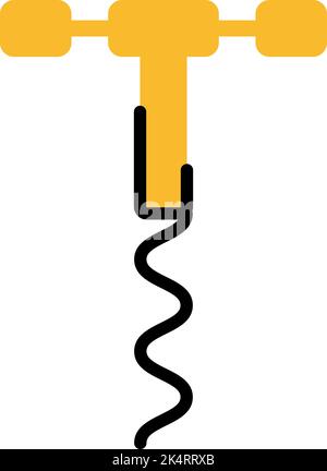 Kitchen corkscrew, illustration, vector on a white background. Stock Vector