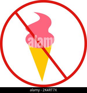 Public sign no ice cream, illustration, vector on a white background. Stock Vector
