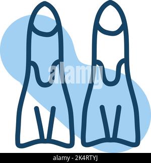 Swimming fins, illustration, vector on a white background. Stock Vector