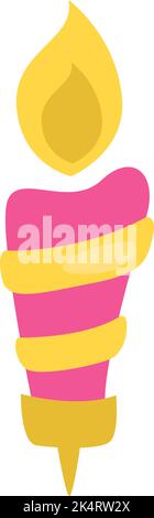 Pink candle, illustration, vector on a white background. Stock Vector
