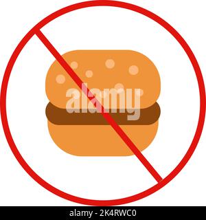 Public sign no food, illustration, vector on a white background. Stock Vector