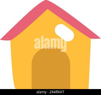 Yellow dog house, illustration, vector on a white background. Stock Vector