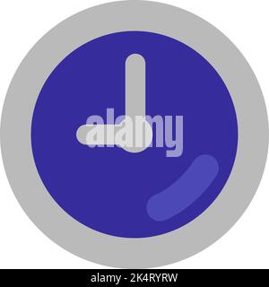 Grey decorative wall clock, illustration, vector on a white background. Stock Vector