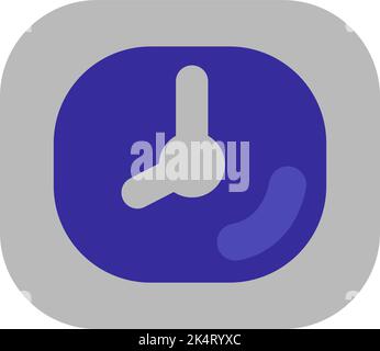 Grey square clock, illustration, vector on a white background. Stock Vector