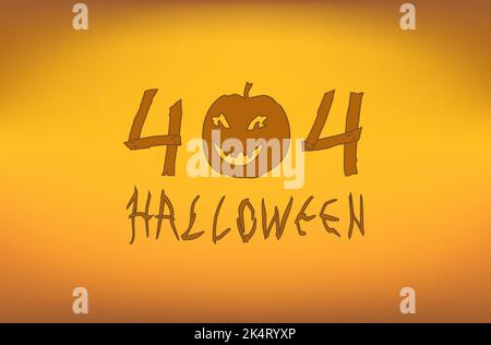 Pumpkin with number 404. Comic Style Website for Halloween. Stock Vector