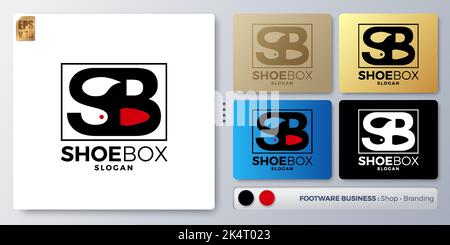 Shoe box vector illustration Logo design in form s and b. Blank name for insert your Branding. Designed with examples for all kinds of applications. Y Stock Vector