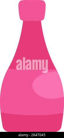 Pink champagne bottle, illustration, vector on a white background. Stock Vector