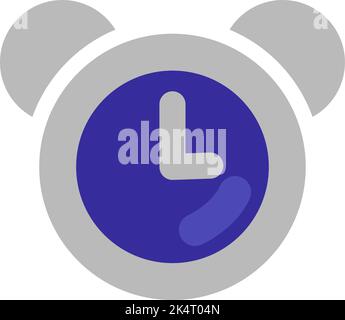 Grey old alarm clock, illustration, vector on a white background. Stock Vector