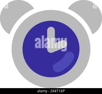 Grey alarm clock, illustration, vector on a white background. Stock Vector