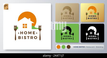 Home bistro food service vector illustration Logo design. Blank name for insert your Branding. Designed with examples for all kinds of applications. Y Stock Vector