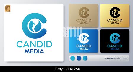 Dove or pigeon in c letter vector illustration minimal Logo design. Blank name for insert your Branding. Designed with examples for all kinds of appli Stock Vector