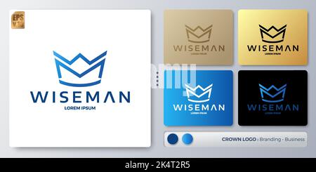 Crown illustration Logo design in form C and M lettering. Blank name for insert your Branding. Designed with examples for all kinds of applications. Y Stock Vector