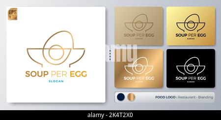 Soup per Egg illustration Logo design isoleted. Blank name for insert your Branding. Designed with examples for all kinds of applications. You can use Stock Vector