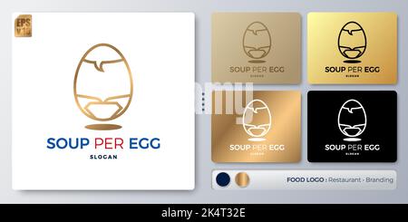 Soup per Egg illustration Logo design isoleted. Blank name for insert your Branding. Designed with examples for all kinds of applications. You can use Stock Vector