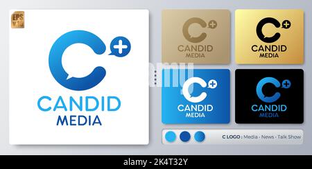 candid media illustration Logo design in form C lettering. Blank name for insert your Branding. Designed with examples for all kinds of applications. Stock Vector