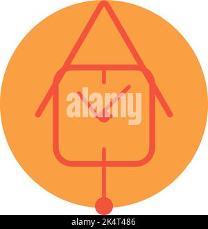 Orange clock, illustration, vector on a white background. Stock Vector