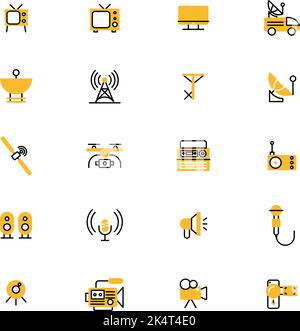 Broadcast communications, illustration, vector on a white background. Stock Vector