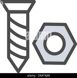 Construction screw, illustration, vector on a white background. Stock Vector