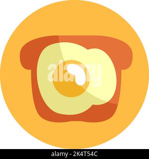 Breakfast egg on toast, illustration, vector on a white background. Stock Vector