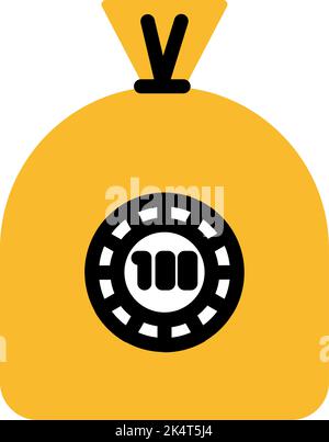 Casino bag of coins, illustration, vector on a white background. Stock Vector