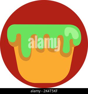 Delicious green cupcake, illustration, vector on a white background. Stock Vector