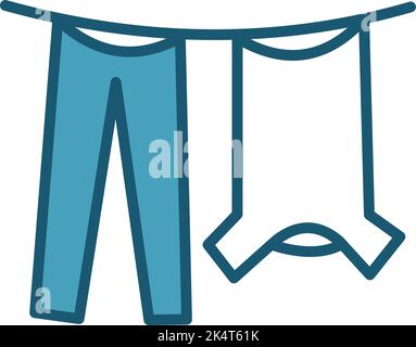 Drying clothes, illustration, vector on a white background. Stock Vector