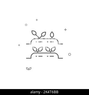 Beds with seedlings simple vector line icon. Symbol, pictogram, sign isolated on white background. Editable stroke. Adjust line weight. Stock Vector