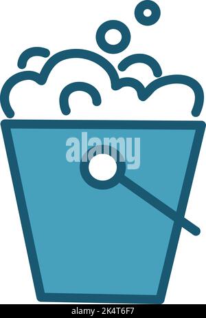 Cleaning bucket, illustration, vector on a white background. Stock Vector