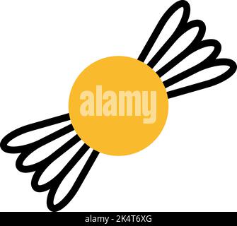 Yellow candy in a wrapper, illustration, vector on a white background. Stock Vector