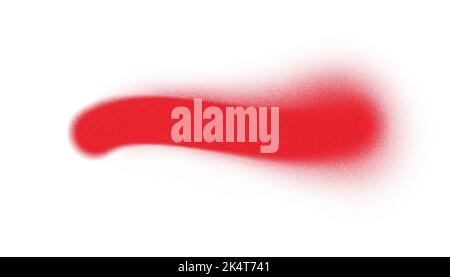 Abstract wavy stripe of red color. Colorful blot on white background with grainy spray effect. Stock Photo