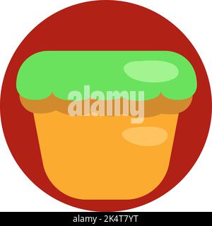Green cupcake, illustration, vector on a white background. Stock Vector