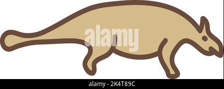 Short brown dinosaur, illustration, vector on a white background. Stock Vector