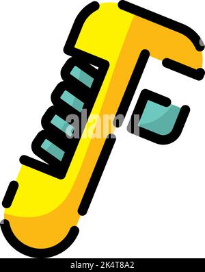 Construction pipe wrench, illustration, vector on a white background. Stock Vector