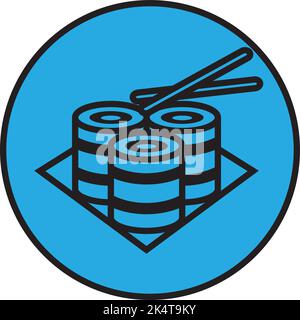 Fresh sushi rolls, illustration, vector on a white background. Stock Vector