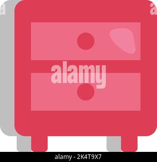 Pink nightstand, illustration, vector on a white background. Stock Vector