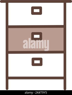 Wooden night stand, illustration, vector on a white background. Stock Vector