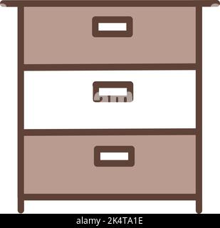 Brown nightstand, illustration, vector on a white background. Stock Vector