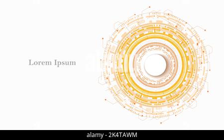 abstract orange white technology circle, futuristic pattern, geometric texture background, scientific concept Stock Photo